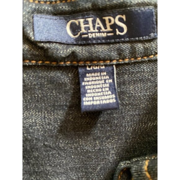 Chaps Denim Long Sleeve Collared Shirt Dress Size Large Chest Pockets - Picture 2 of 6